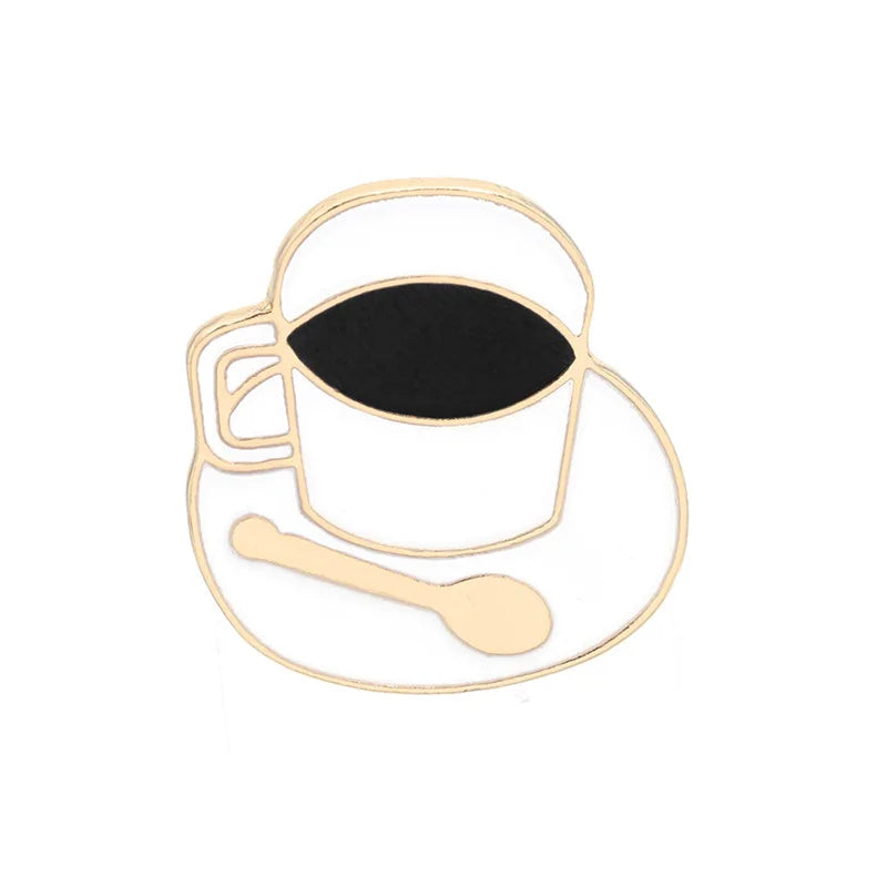 Coffee Collection Enamel Pin for Barista Vintage Rose Tea Latte Americano Brooches Coffee Machine Mini Coffee Bean Badge Jewelry