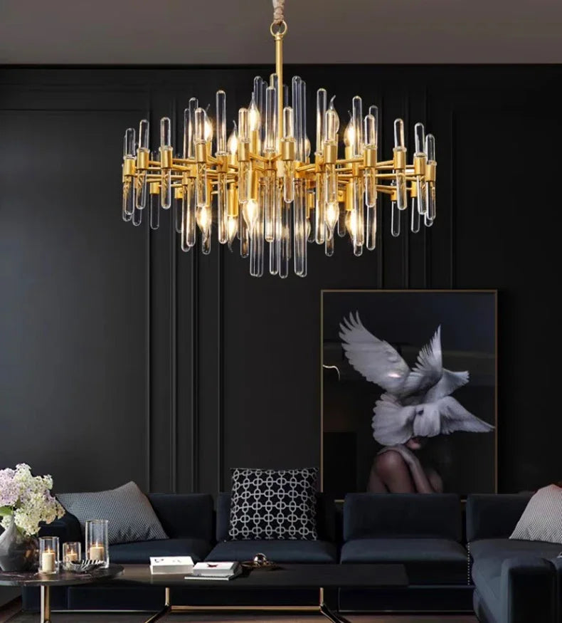 Modern restaurant luxurious smart crystal chandelier Gold round Living room interior decoration salon restaurant chandelier