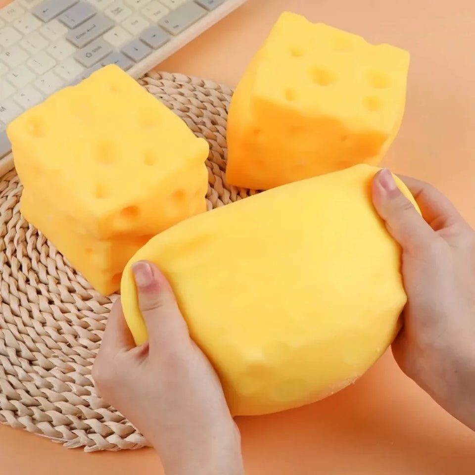 Giant Cube Cheese Squishy Toy Soft Stress Relief Slow Rising Sensory Fidget Toys for Kids and Adults Relaxing Gifts Office Home