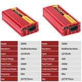 2000W Car Power Inverter 12V DC to 110V/220V 60HZAC Converter with Dual USB Quick Car Charger Adapter(Red)