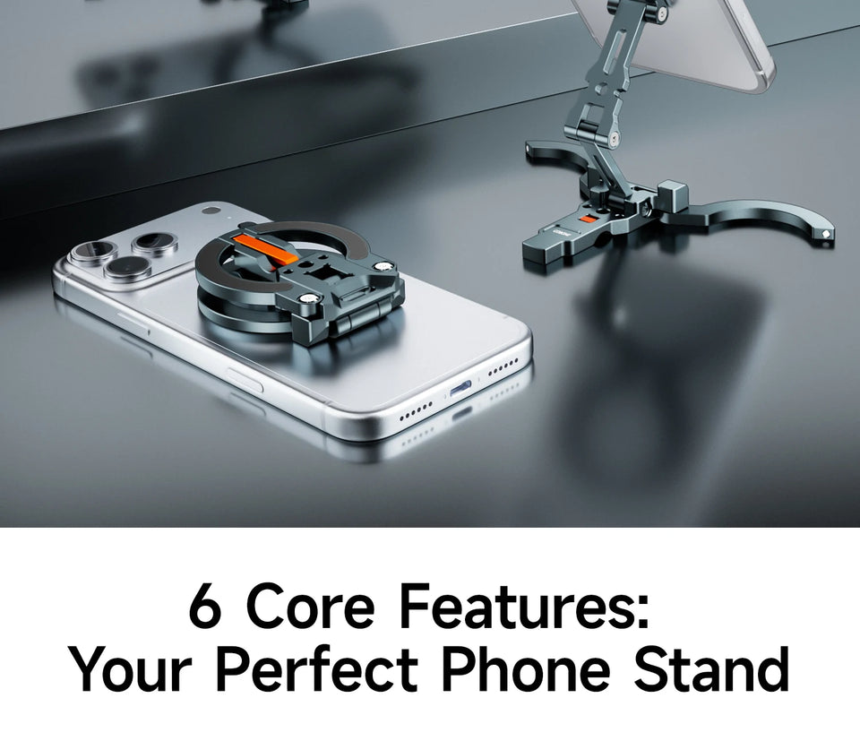 XILETU COBONE Dual-sided Magnetic Phone Stand|Slim Foldable Magsafe 1/4" Mount for iPhone 17-13 Vlog Travel Selfie Live Tripod