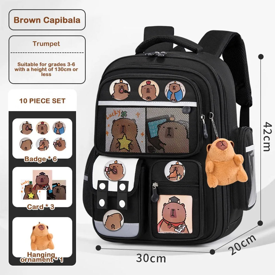Waterproof Capybara Backpack Large Capacity Alleviate Burden School Bag Protecting Spine Widen Straps Backpack for Students