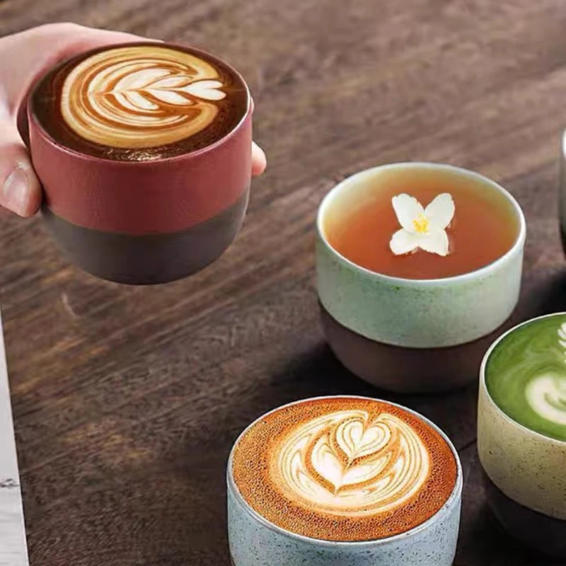 Japanese Ceramic Tea Cup Retro Matte Coarse Pottery Espresso Cups Handmade Coffee Ceramic Mug Drinkware Gift