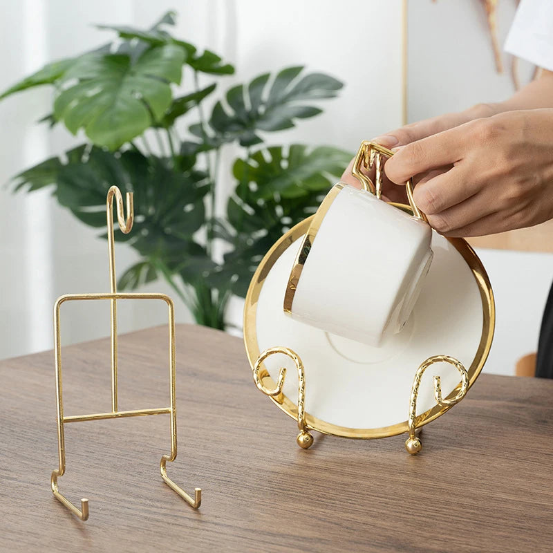 Storage Rack Luxury Tea Cup And Saucer Display Rack Metal Coffee Tea Cup Sets Coffee Storage Box Simple Suitable For Tray Tea