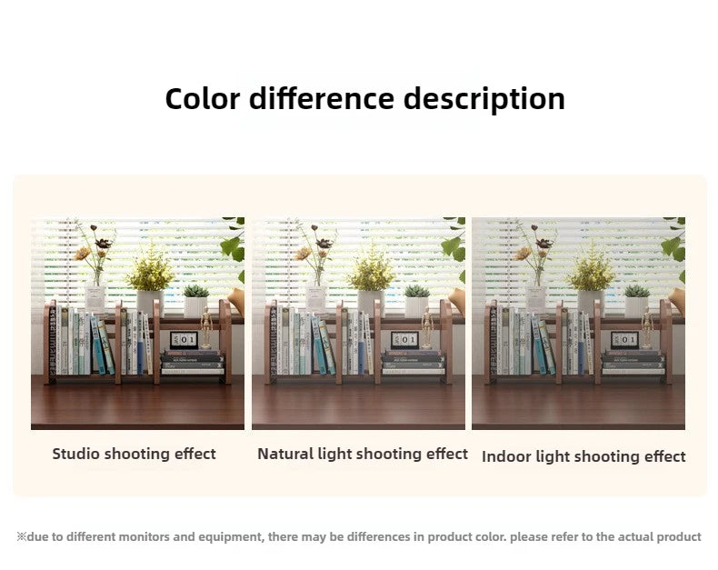 Solid wood bookshelf, desk shelf, desktop finishing, Nanzhu simple vertical table, small retractable storage shelf