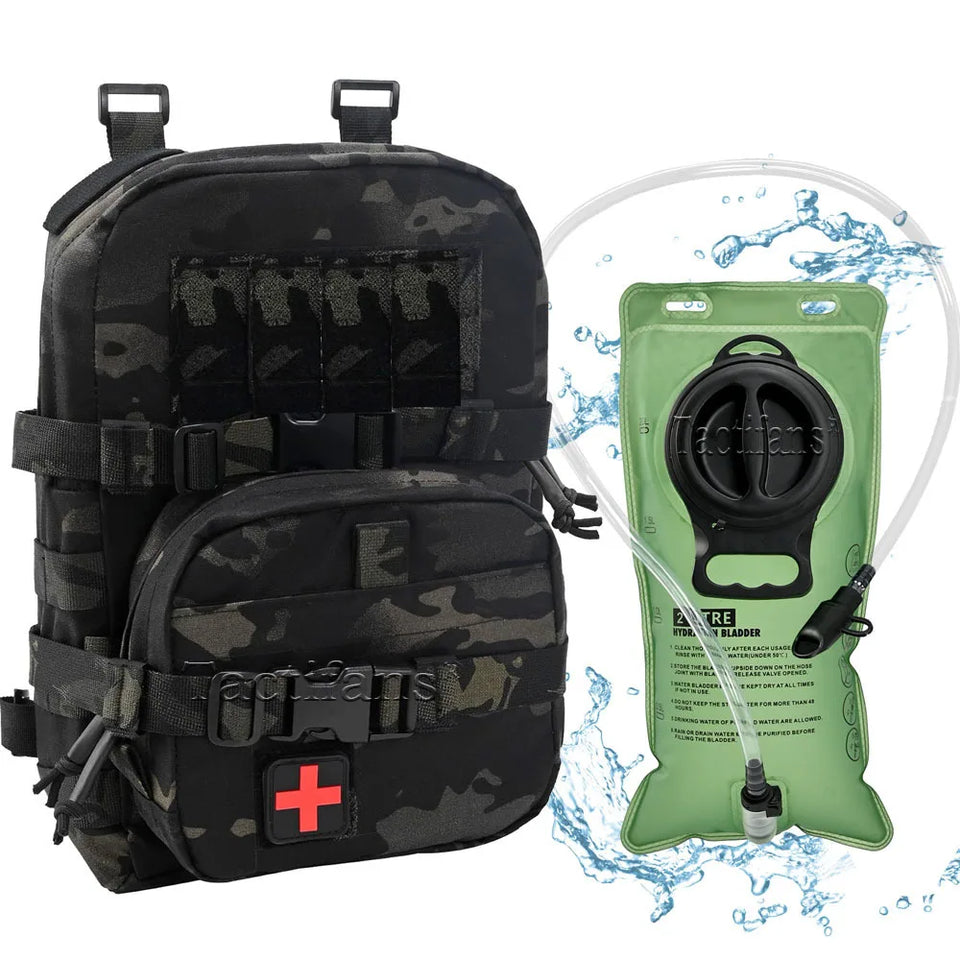 Mini Hydration Bag Tactical 2 In 1 Mini Hydration Pack Rip Away IFAK Medical Pouch 2L Water Bladder MOLLE Pouch Hunting Bag