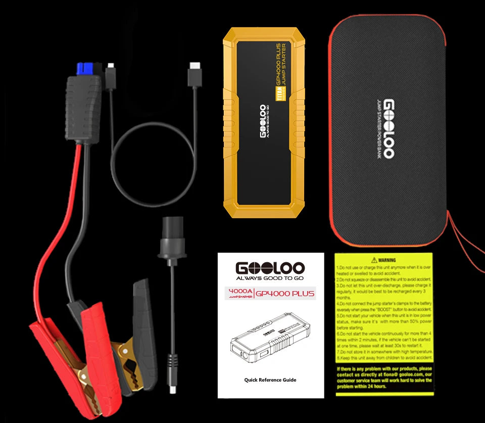 GOOLOO 4000A Start Power Bank 20000mAh Jump Starter Car Booster External Battery 12V Starting Device for Petrol Diesel Powerbank