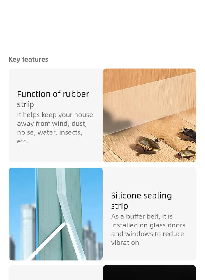 5m Door And Window Seal Rubber Door Seam Soundproof And Windproof Sticker Self Adhesive Door Windscreen Sealing Tape