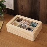 6 Grids Wooden Tea Box Portable Jewelry Box Divided Tea Storage Organizer Wood Storage Rack Coffee Tea Bag Storage Holder