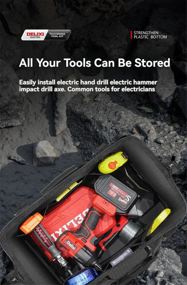 DELIXI Tool Bag Oxford Tools Organizer Professional Waterproof Bag Multifunctional Complete Toolkit Carpenter Tool Accessories