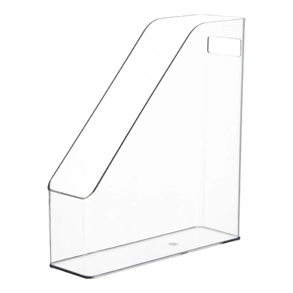 Clear Pet Magazine Holder Desk Organizer 25x8x27cm Portable with Handle Folder Rack for Notebooks, Binders