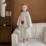 2025 Autumn Winter Girls' Outfit Vacation Children Letter Print Sweatshirt 2piece Set Skirt Casual Pullover Top 3y-10y Suit