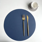 1/6/10 Sets Round PU Leather Placemats & Coaster Set Oil-Proof Waterproof Insulation Mat for Kitchen Coffee Shop Christmas Decor