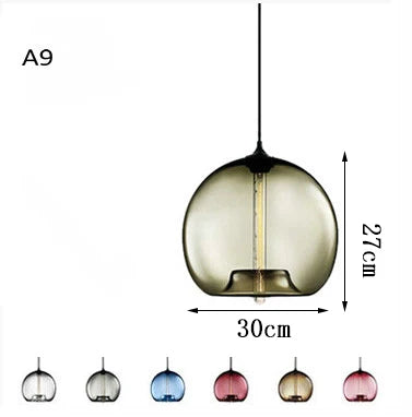 Modern Restaurant Chandelier Light Blown Colorful Glass  Lampshade Glass Ceiling Hanging Lamps Living Room Coffee Room Office