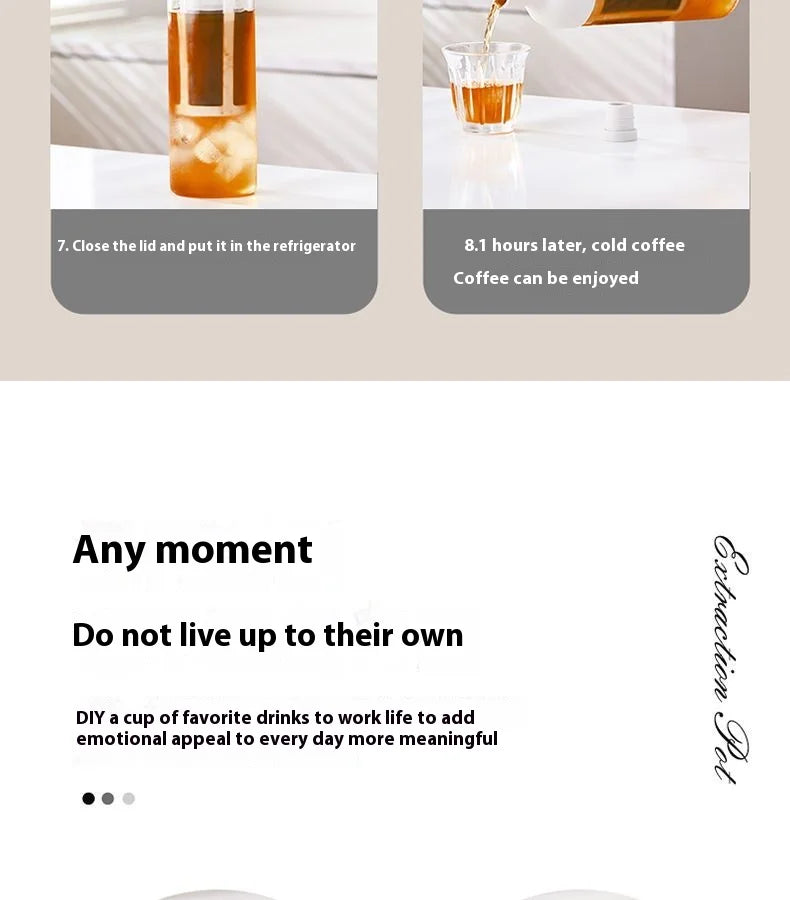GIANXI Cold Brew Coffee Maker Home Cold Kettle Portable non-leaking Tea Cold Brew Cup Ice Drop Kettle Cold Brew Fruit Teapot