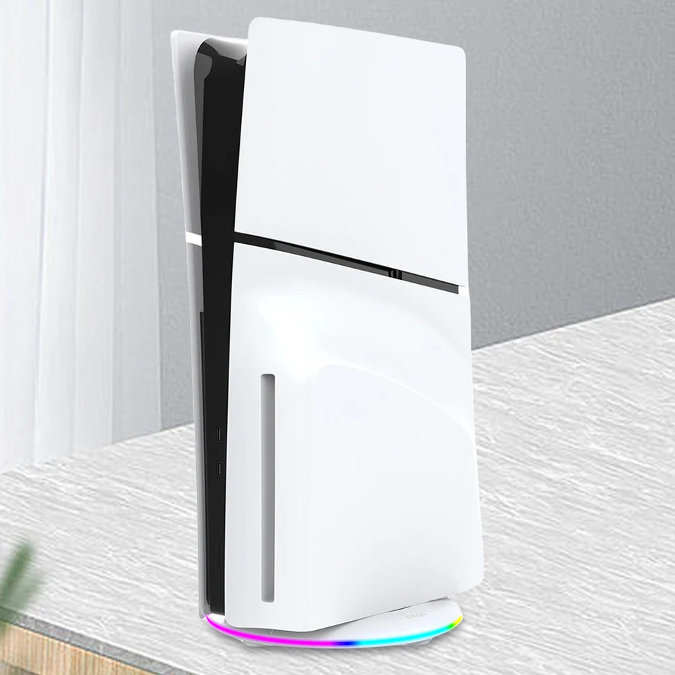 RGB Vertical Stand with Anti-Slip Pad LED Base Gaming Stand Stable Console Base Bracket for PS5 Slim Disc/Digital Version