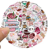 50pcs Funny Coffee Stickers Cute Cartoon Animals Decal DIY Handbook Laptop Phone Suitcase Stationery Stickers For Teens Gift