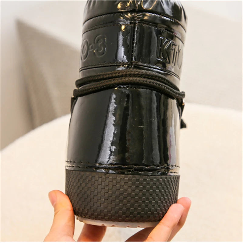 Ankle Boots Women Winter Genuine Leather Waterproof Platform Snow Boots For Warm Plush Non Slip Cotton Padded Shoes Size 34-41