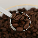 Coffee Scoop Stainless Steel Powder Compactor Spoon with Scale Long Handle for Ground Coffee Spices Baking Measuring Supplies