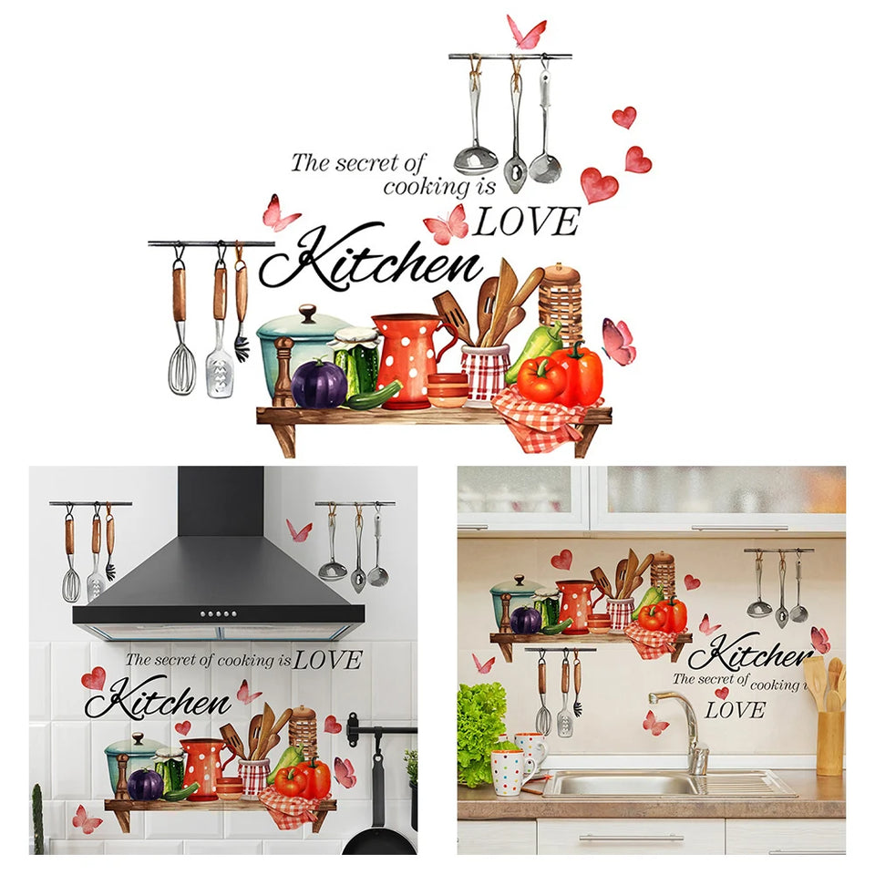 Restaurant Title Kitchen Wall Stickers Fun Design Cook Utensils Home Decoration Restaurant Description Features