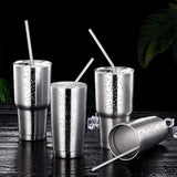 Set of 4 Reusable Metal Straws, 10.5'' Long Stainless Steel Straw with Cleaning Brushes and Case, Drinking for 30 oz and 20 oz T