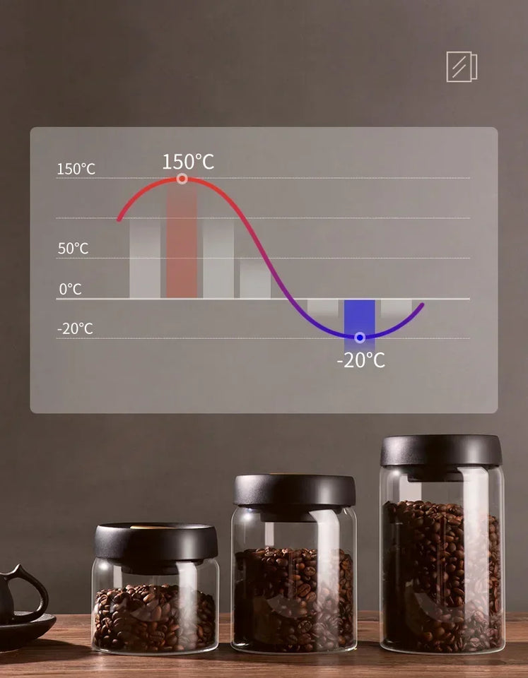 Coffee Can Manual Vacuum Moisture-proof Storage Jar Kitchen High Borosilicate Glass Tea Jar Coffee Bean Storage Sealed Jar