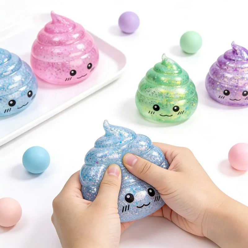 2026 Novelty Squishy Poo Stress Ball Squishies Toys Glitter Funny Stretch Squeeze Fidget Toys for Adults Fool's Day Prank Gift
