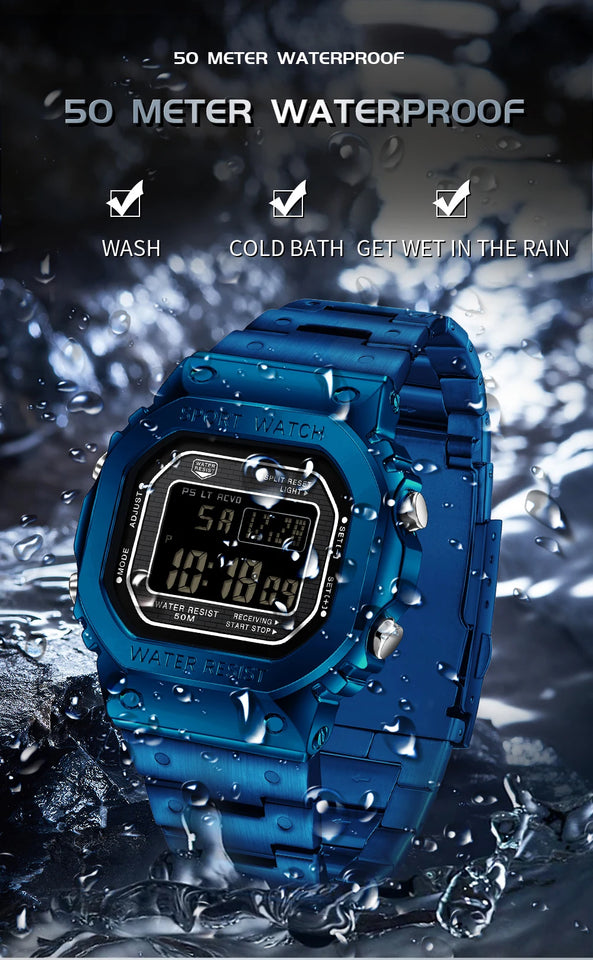 SANDA 2162 Men's Electronic Digital Watch Countdown LED Electronic Night Light Sports Waterproof Men's Electronic Watch