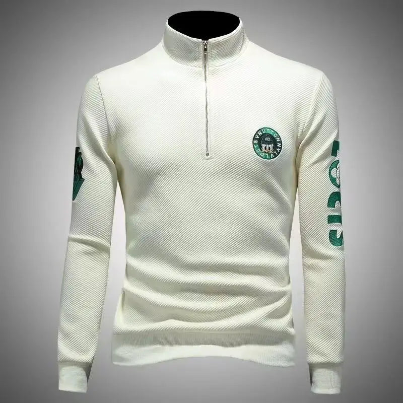 Spring Autumn Men's hoodie sweatshirt casual sports Pullover Waffle Zipper Polo Shirt Stand Collar coat sweatshirt