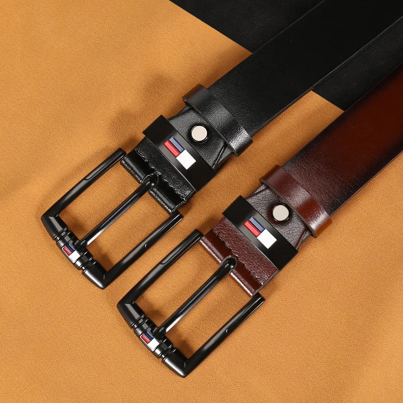 1pc Men's PU Leather Alloy Black Pin Square Buckle Belt Business Leisure Belts Fashion Black Coffee WaistBelts for Men