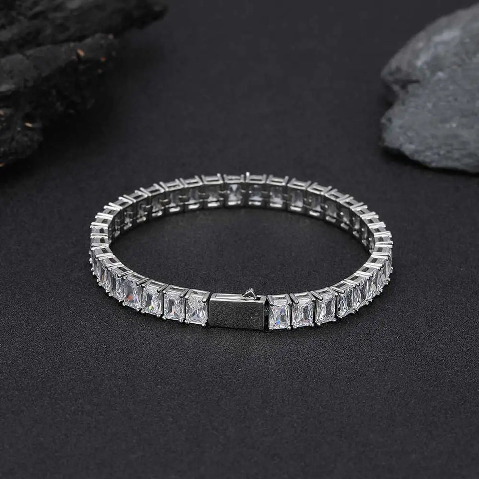 New Arrivals 6mm Baguette Diamond Silver/Gold Plated Hip Hop Jewelry Iced Out Tennis Chain Necklace Gift For Women/Men