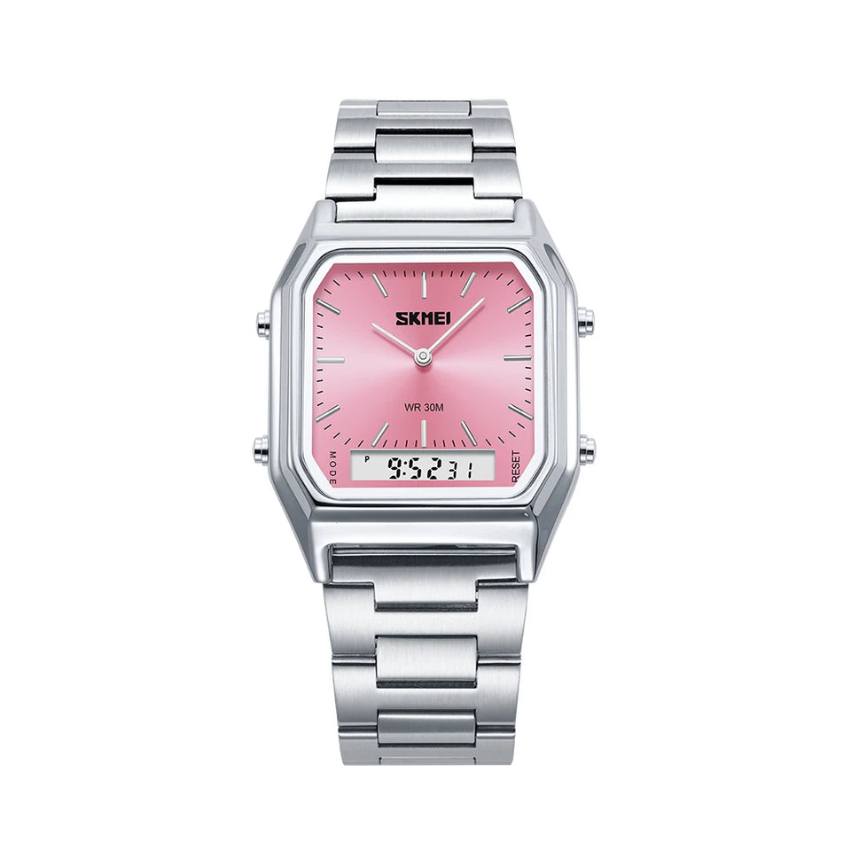 SKMEI Creative Dual Display Digital Electronics Watch Waterproof Quartz Watches For Men Women Students 3Time Luminous Wristwatch