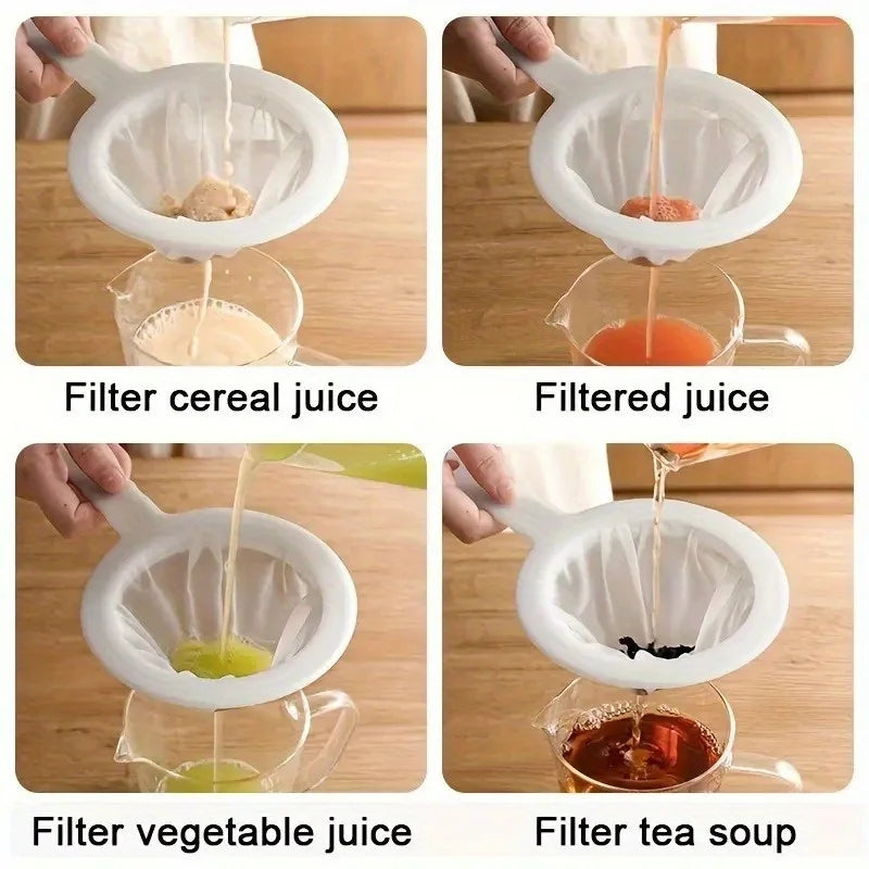 3Pcs Kitchen Ultra-Fine Nylon Mesh Strainer Soybean Milk Yogurt Juice Filter Reusable Tea Coffee Residue Filter Kitchen Fine Net