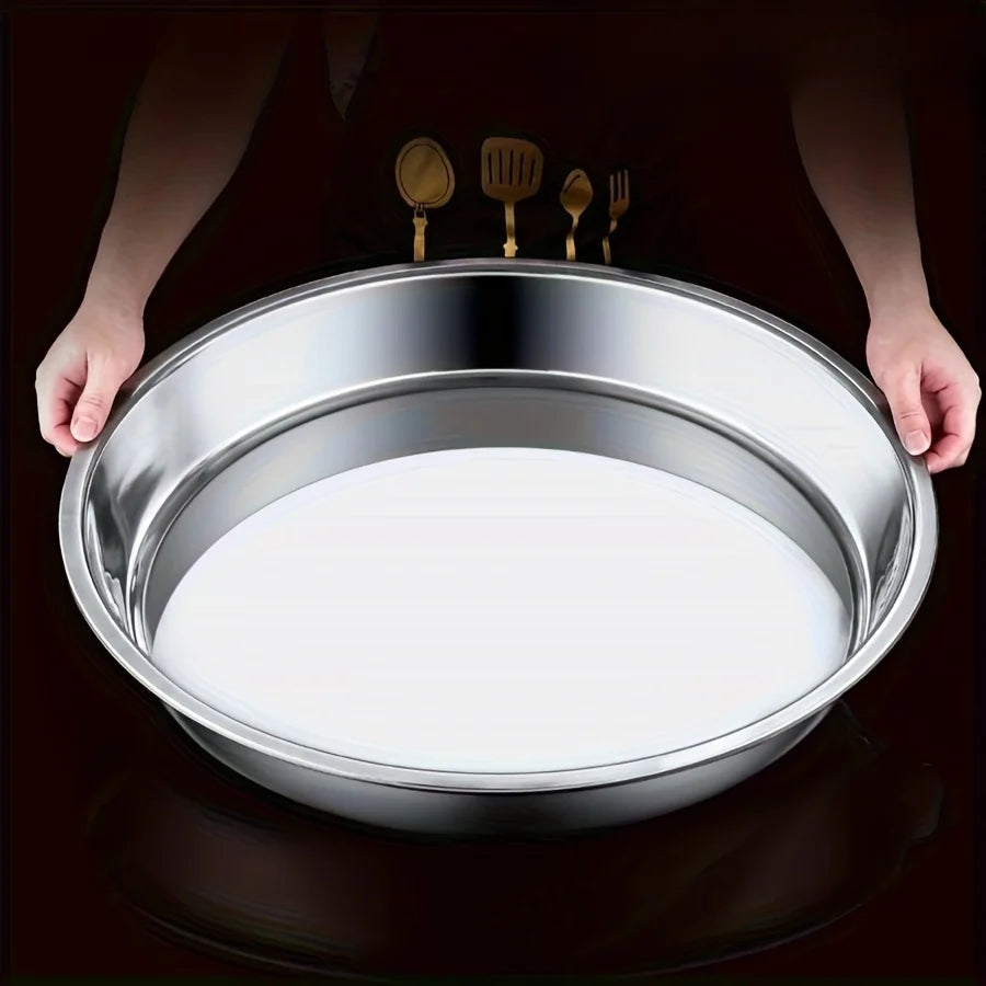 3-Pack Stainless Steel Baking Trays - Heat Resistant round Pizza Pans for Home And Commercial Use Easy to Clean Perfect for Chri