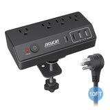 US clip receptacle 1625W, USB C Desk Clip Power Strip, PD 20W Fast Charging Power Station, Detachable Desk Clip Mountable Power