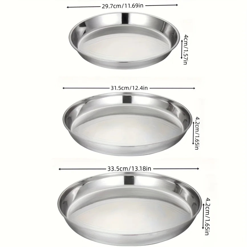 3-Pack Stainless Steel Baking Trays - Heat Resistant round Pizza Pans for Home And Commercial Use Easy to Clean Perfect for Chri
