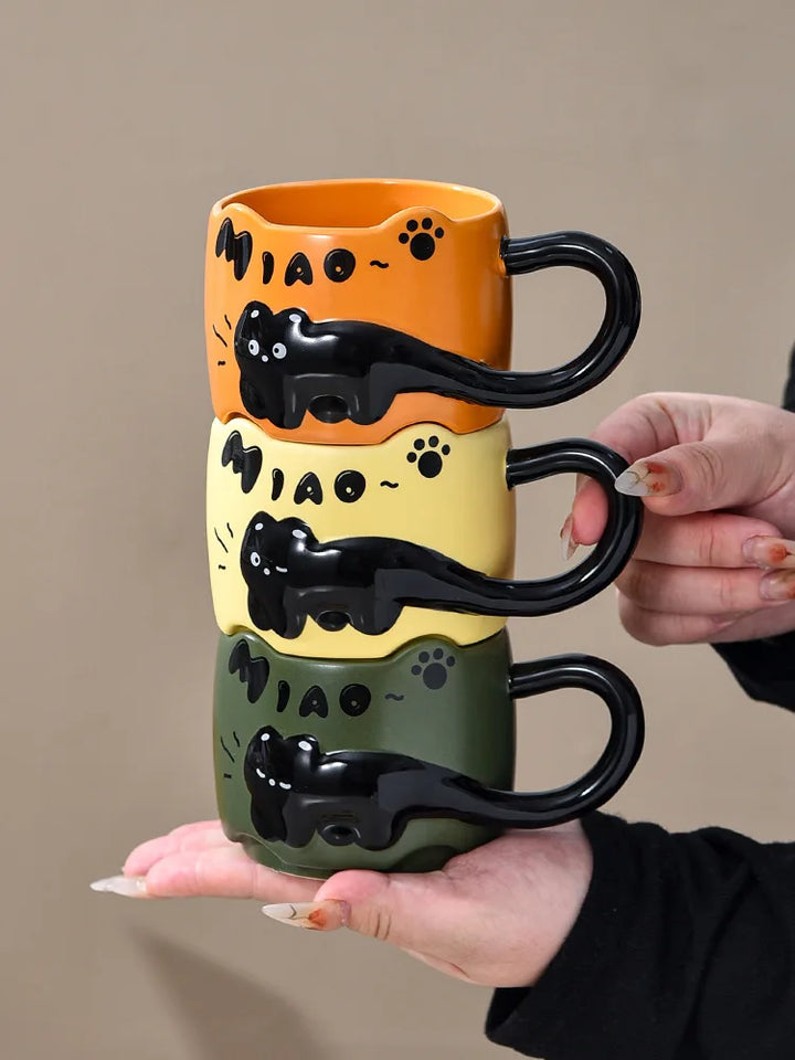 Cup Cat Stacking Cup Creative Mark Cup Drinking Cup For Guests Home Set Handle Ceramic Coffee Cup