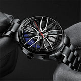 New Top Men Stainless Steel Watches Mens Car Wheel Hub Leather Quartz Watch For Male Military Sport Watch Relogio Masculino Hot