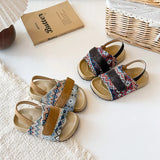 Summer Children Causal Sandals New Boho Toddler Beach Slippers for Girls Outdoor Daily Wear Non-slip Kids Retro Open-toe Sandals