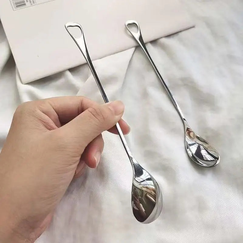2Pcs Stainless Steel Coffee Stirring Spoon Long Handle Ice Cream Dessert Tea Spoon For Picnic Drinkware Tableware Kitchen Supply