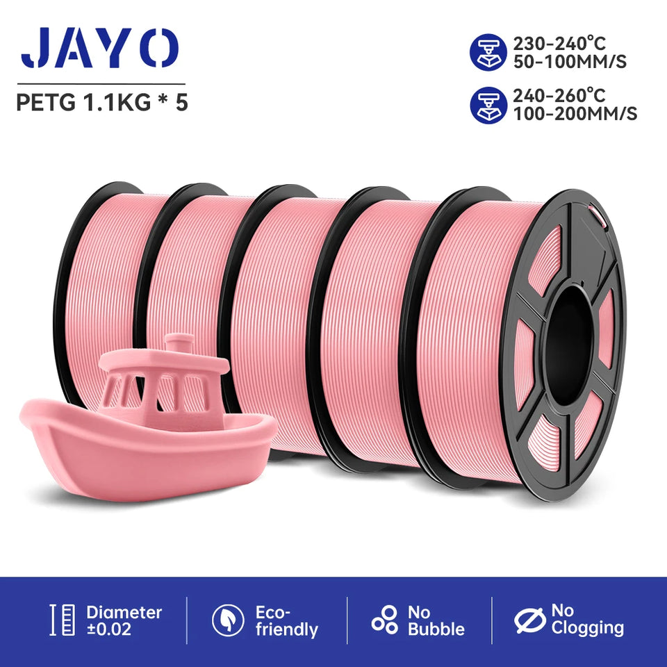 JAYO filaments petg 5Rolls Mixed colors 3D Printer Filament 1.75mm 100% No Bubble FDM 3D Printer Materials DIY Gift 1.1KG/1rolls
