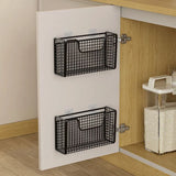 Storage box inside the kitchen cabinet door, storage bag on the hook behind the door, basket for the cabinet door