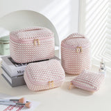 4Pcs Comestic Bag Make Up Storage Organizer Puffy Makeup Bag Comestic Pouch for Travel Portable Velet Large Toiletry Bag Organiz