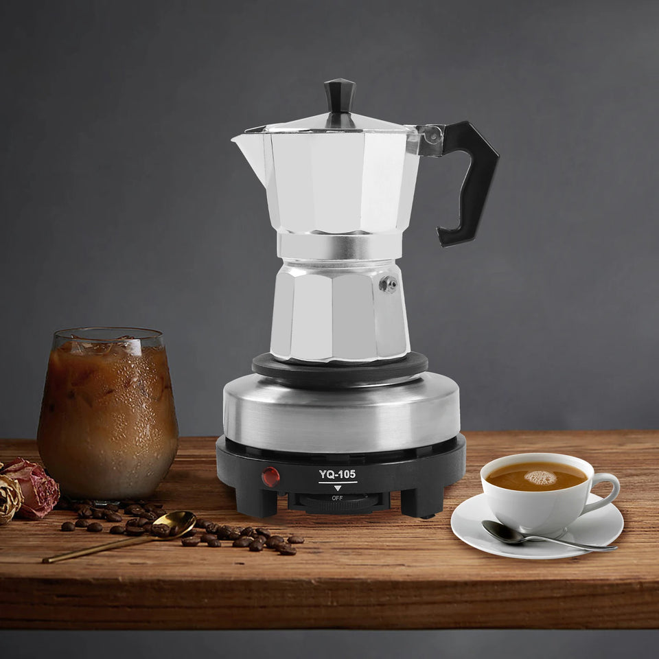 Moka Pot Electric Coffee Maker, 500W 5 Levels,Adjustable Temperature with Heating Plate, Automatic Heating Espresso Coffee Maker
