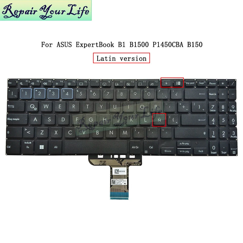 US UI Latin Backlight Keyboard For ASUS ExpertBook B1 B1500 B1500C P1450 P1450CBA BW450 PX555C B1500CEA 0KNX0-5622LA00 5123UI00