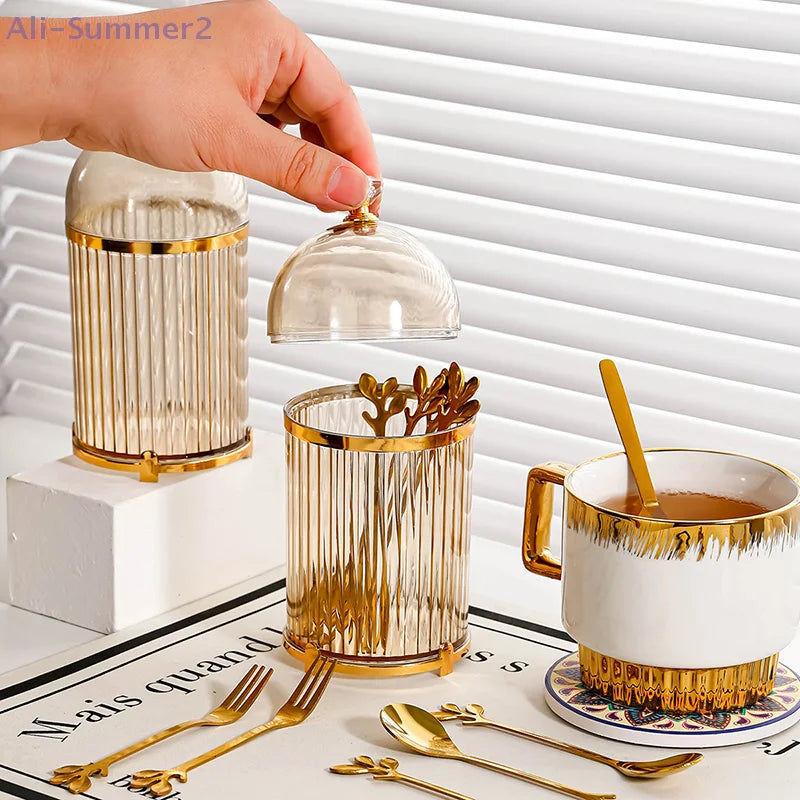 {Summer2}Food Storage Canister Modern Coffee Spoon Dessert Fork Holder For Dining Room Kitchen Tabletop Countertop Organization