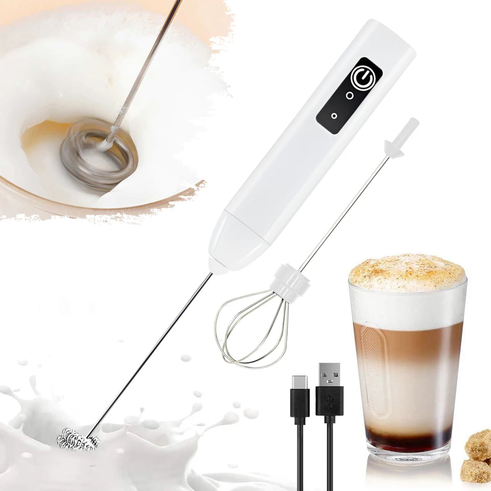1Pc Electric Milk Frother Coffee Milk Frother Coffee Mixer 500mAh USB-Charging Portable Egg Beater Coffee Milk Mixing Blender