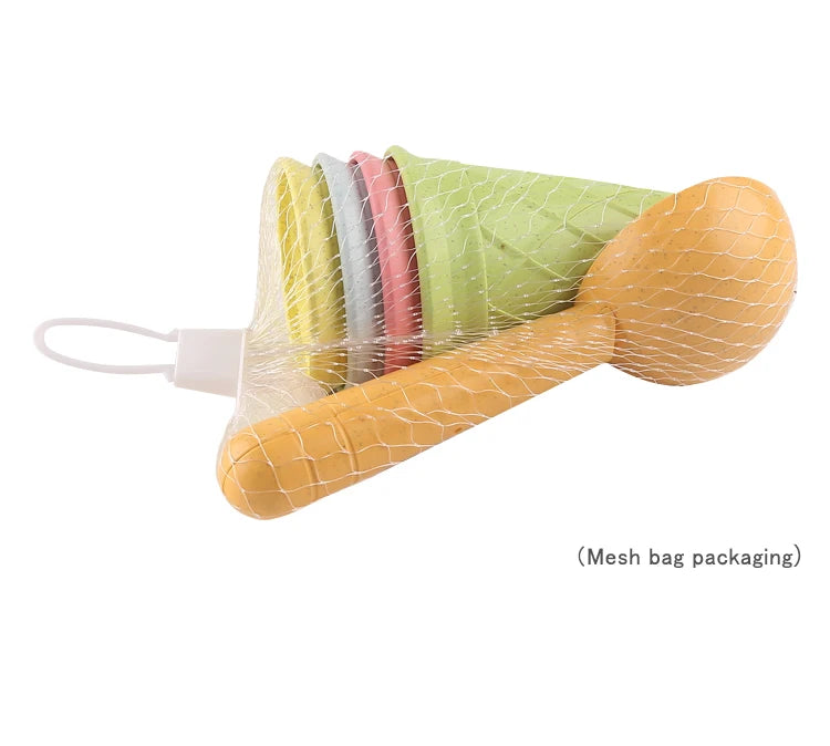 Children Play House Toy Beach Ice Cream Tube Digging Spoon Set Material of wheat straw  Ice Cream Cup Beach Toy