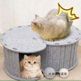 Cat Tunnel Bed Felt Peekaboo Cat Cave Semi-enclosed Foldable Pet House for Indoor Cats