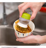 Multi-Use Kitchen Dish Brush, Soap Dispensing Palm Brush with Tray, Universal Scrub Brush for Household Cleaning